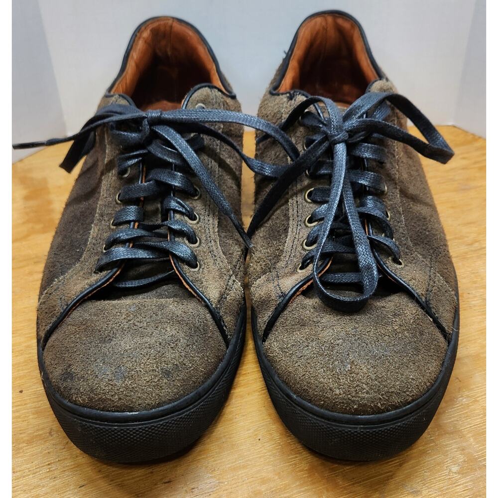Frye Men's Walker Low Lace Up Suede Sneakers Olive/Brown Size 11 M EUC